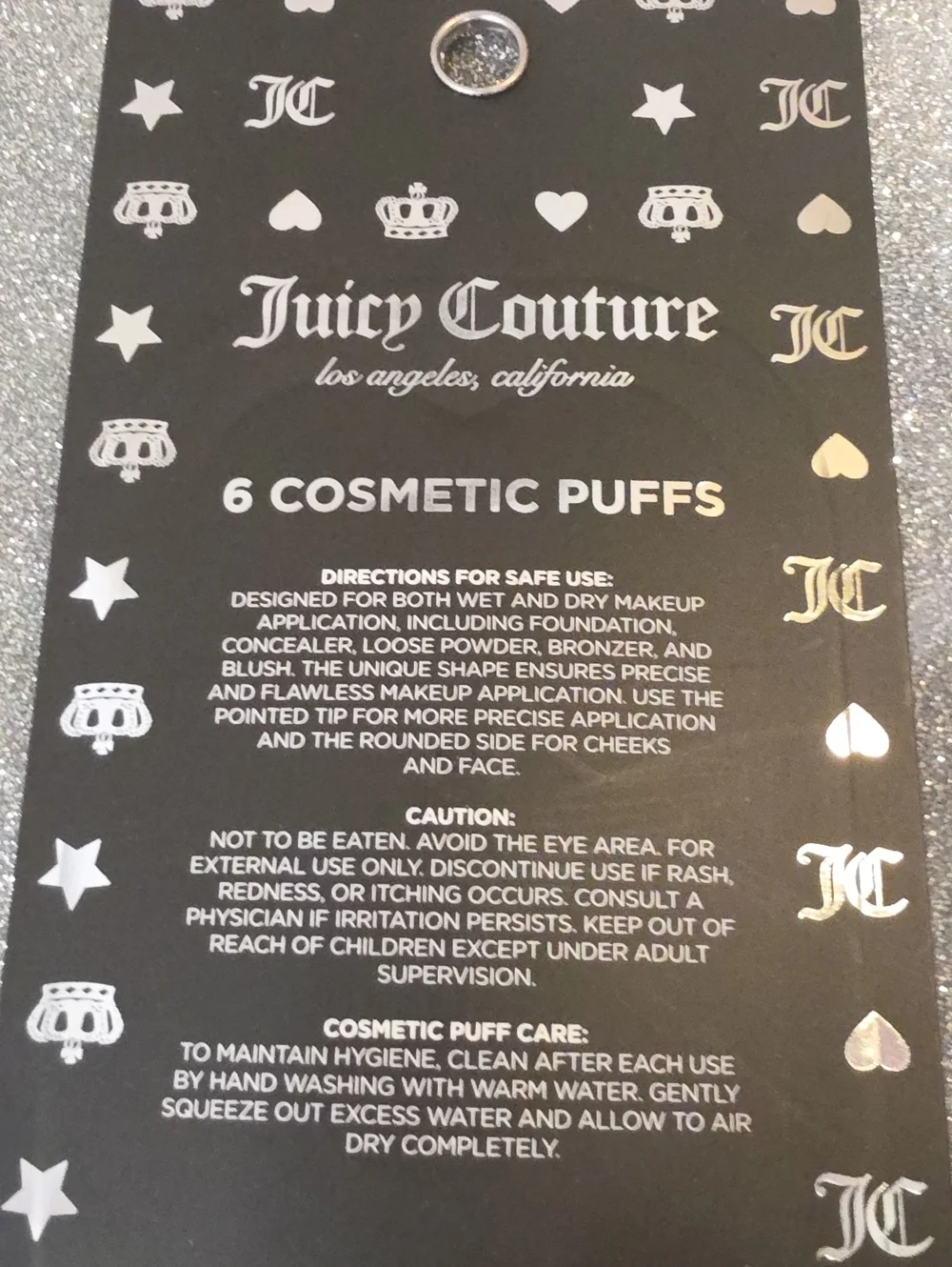 Juicy Couture Set Of 6 Heart-Shaped Cosmetic Puffs- Pink